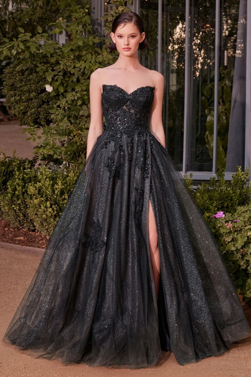 A1378 Strapless Layered Tulle Ball Gown