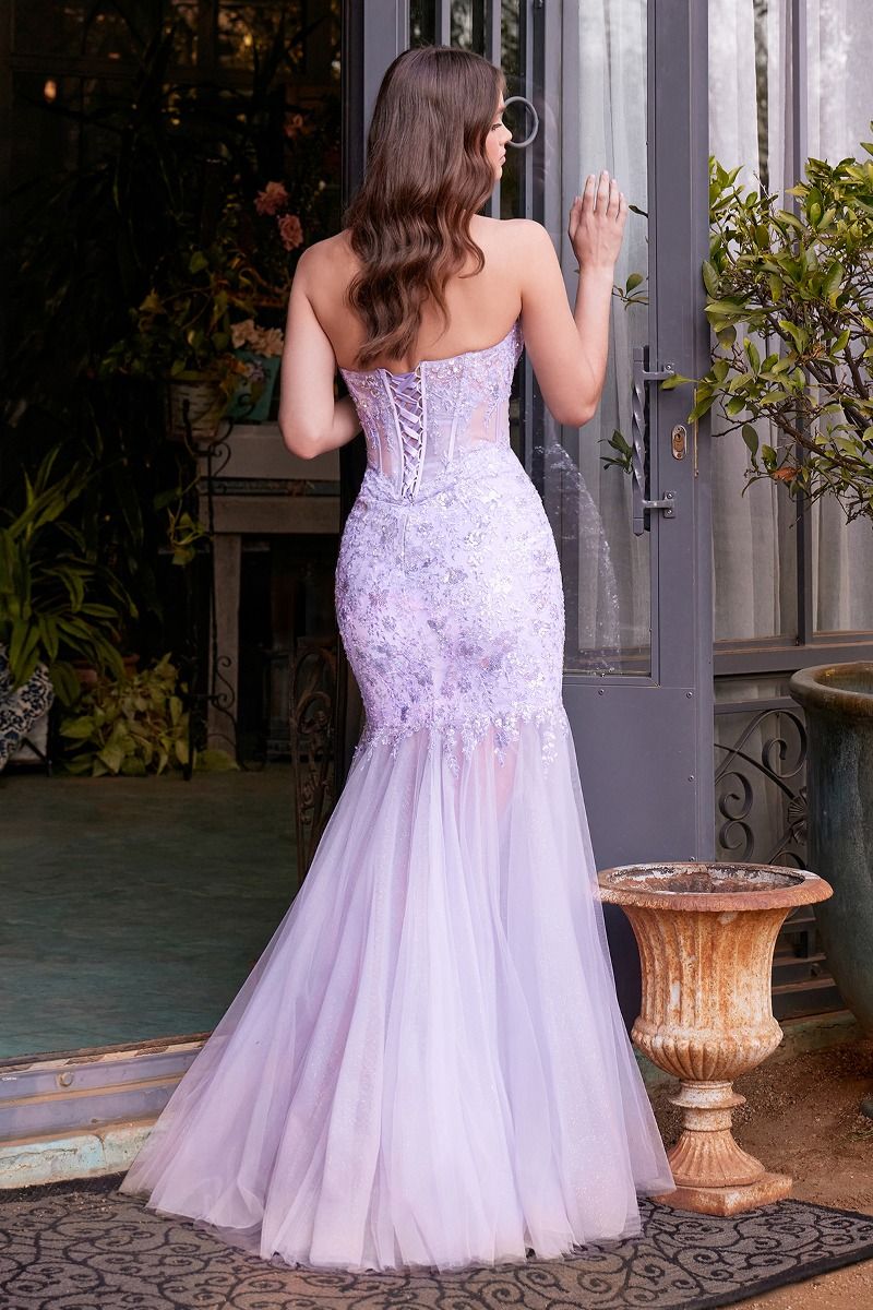 A1388 Sequins Floral Mermaid Gown