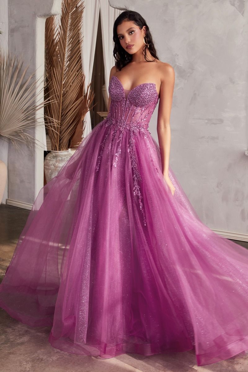 CD0230 Strapless Layered Tulle Ball Gown