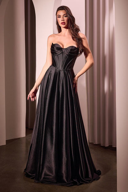 CD378 Strapless Satin Aline Dress