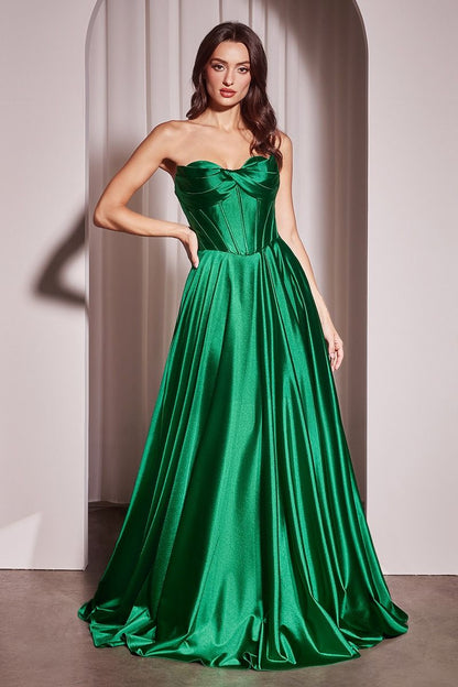 CD378 Strapless Satin Aline Dress