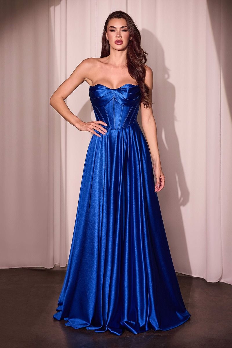 CD378 Strapless Satin Aline Dress